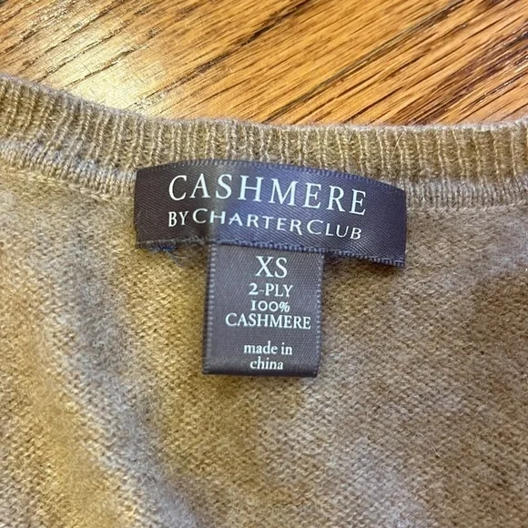 Cashmere by Charter Club Woman’s Tan Cashmere Sweater Size XS - Picture 3 of 4